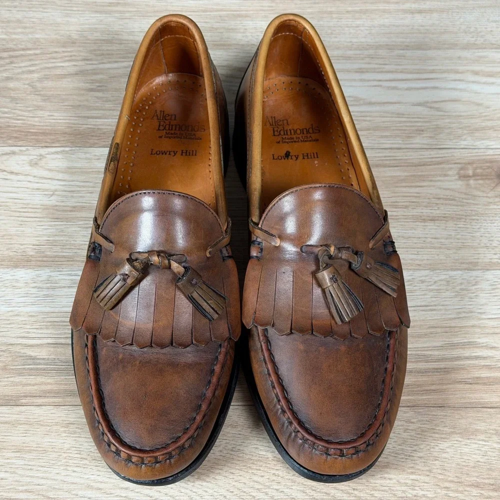 Allen Edmonds Loafers Mens Size 9.5 Brown Lowry Hill Tassel Kiltie Leather Shoes